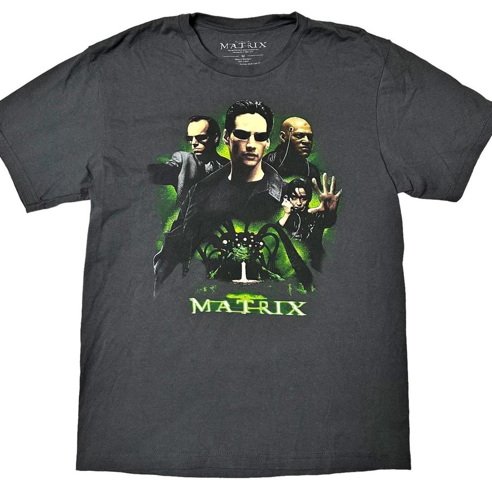 The Matrix Movie Poster Graphic T-Shirt Grey Mens M